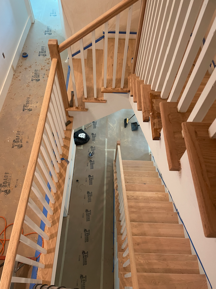 Stairway with Wooden Hand Rails